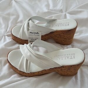 Italian Shoemakers Cream Wedge Sandals